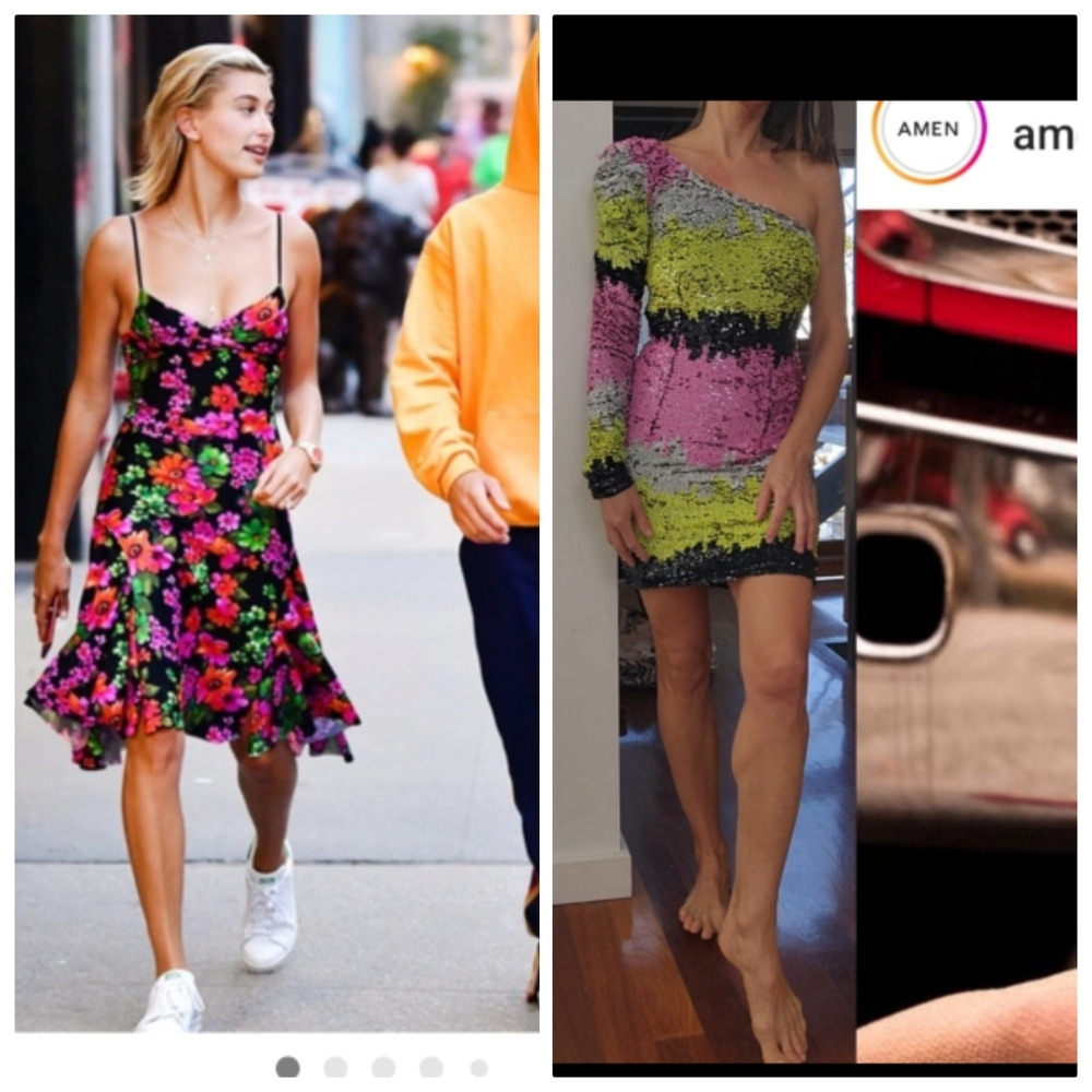 Nwt Amen Hailey Bieber Sorbet Zebra Spring Sequin Tiered Mini Dress It 40 US 2/4